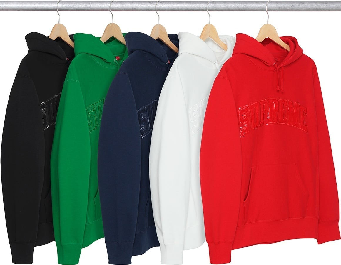 Patent/Chenille Arc Logo Hooded Sweatshirt